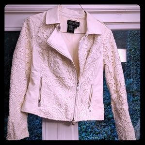White Lace Leather Jacket